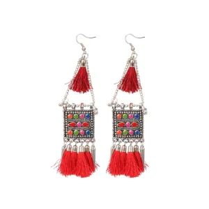 Women's Oxidize Gold plated Hook Dangler Hanging Tassels Earring-Multicolour - Image 1