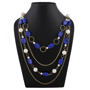 Blue Beads Fashion Necklace - Image 3