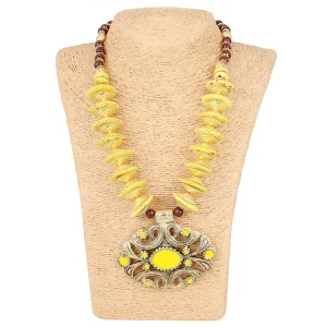 Women's Designer Yellow and Golden Beads Necklace (Color: Yellow) - Image 3