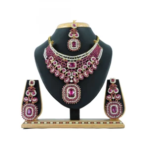 Women's Alloy Necklace set (Pink) - Image 1