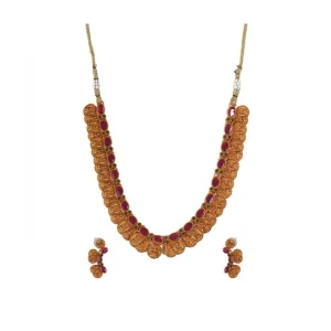 Women's Elegent Laxmi Coin Shape Jewellery Chowker Set (Red, Free Size) - Image 1