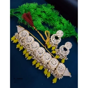Women's Necklace Chowker Set (Yellow, Free Size) - Image 1