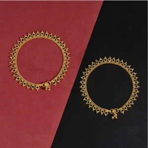 Women's Green Color Rhinestone Anklets (Free Size: Upto 10") - Image 3