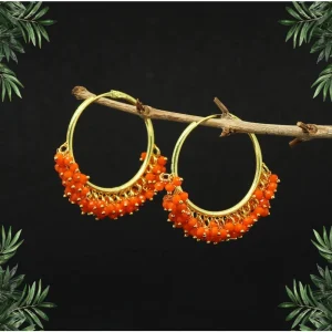 Women's Orange Color Antique Hoop Earrings - Image 1