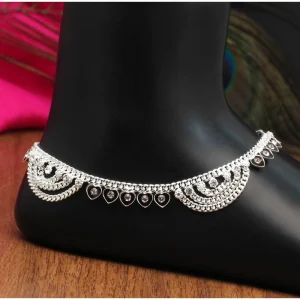 Women's Maroon Color Rhinestone Anklets (Free Size: Upto 10") - Image 1