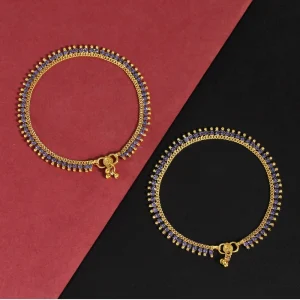 Women's Blue Color Rhinestone Anklets (Free Size: Upto 10") - Image 3