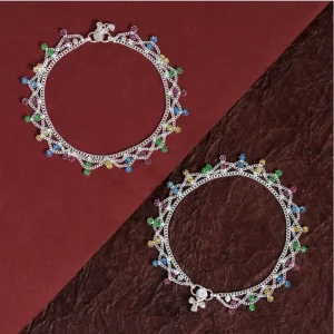 Women's Multi Color Rhinestone Anklets (Free Size: Upto 10") - Image 3