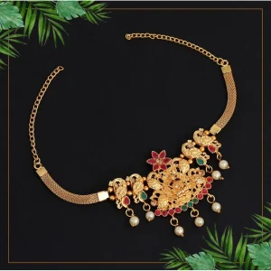 Women's Maroon & Green Color Glass Stone Bajuband Adjustable Chain - Image 1