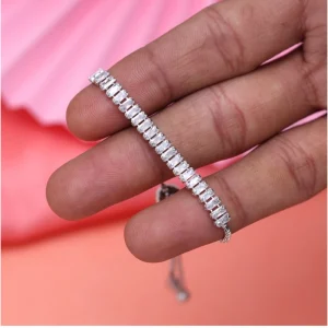 Women's Silver Color Rhinestone Adjustable Bracelet - Image 2