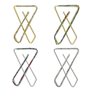 Women's Multi Color Use Saree Hijab Pins Safety Pins Stone Brooch Clip On X Pins For Women Combo Of 4 Pieces - Image 3