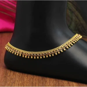 Women's Gold Color Rhinestone Anklets (Free Size: Upto 10") - Image 1