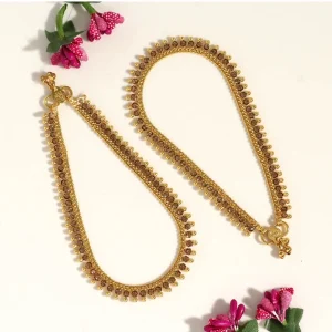 Women's Gold Color Rhinestone Anklets (Free Size: Upto 10") - Image 2