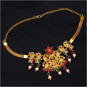 Women's Maroon & Green Color Glass Stone Bajuband Adjustable Chain - Image 2